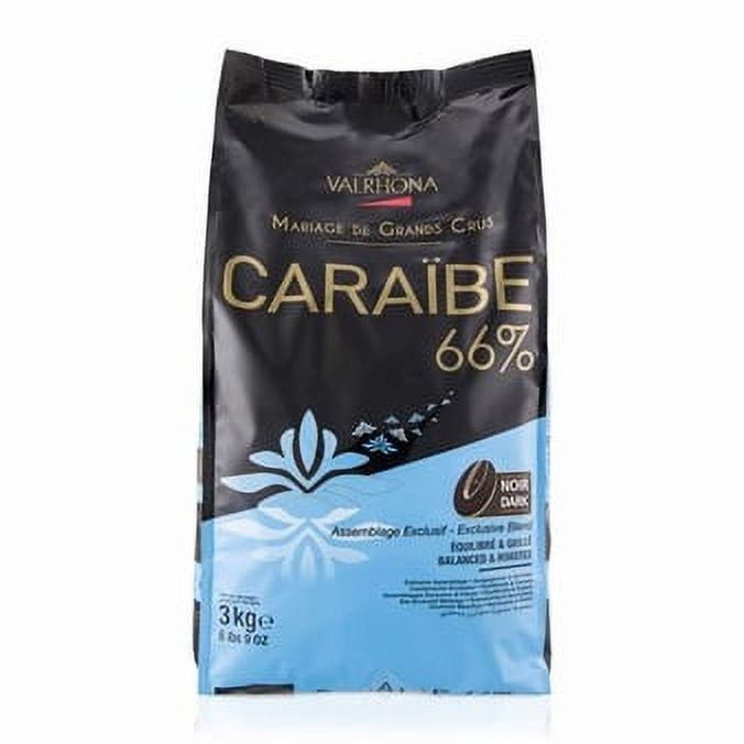 Valrhona Chocolate "Caraibe" Dark Chocolate Feves, 66% Cacao 3kg/6.6lb Bag