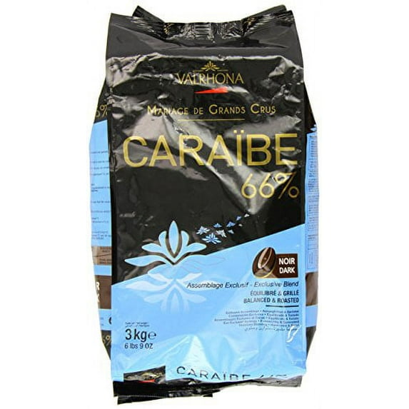 Valrhona Dark Chocolate - 66% Cacao - Caraibe - 6 lbs 9 oz bag of feves