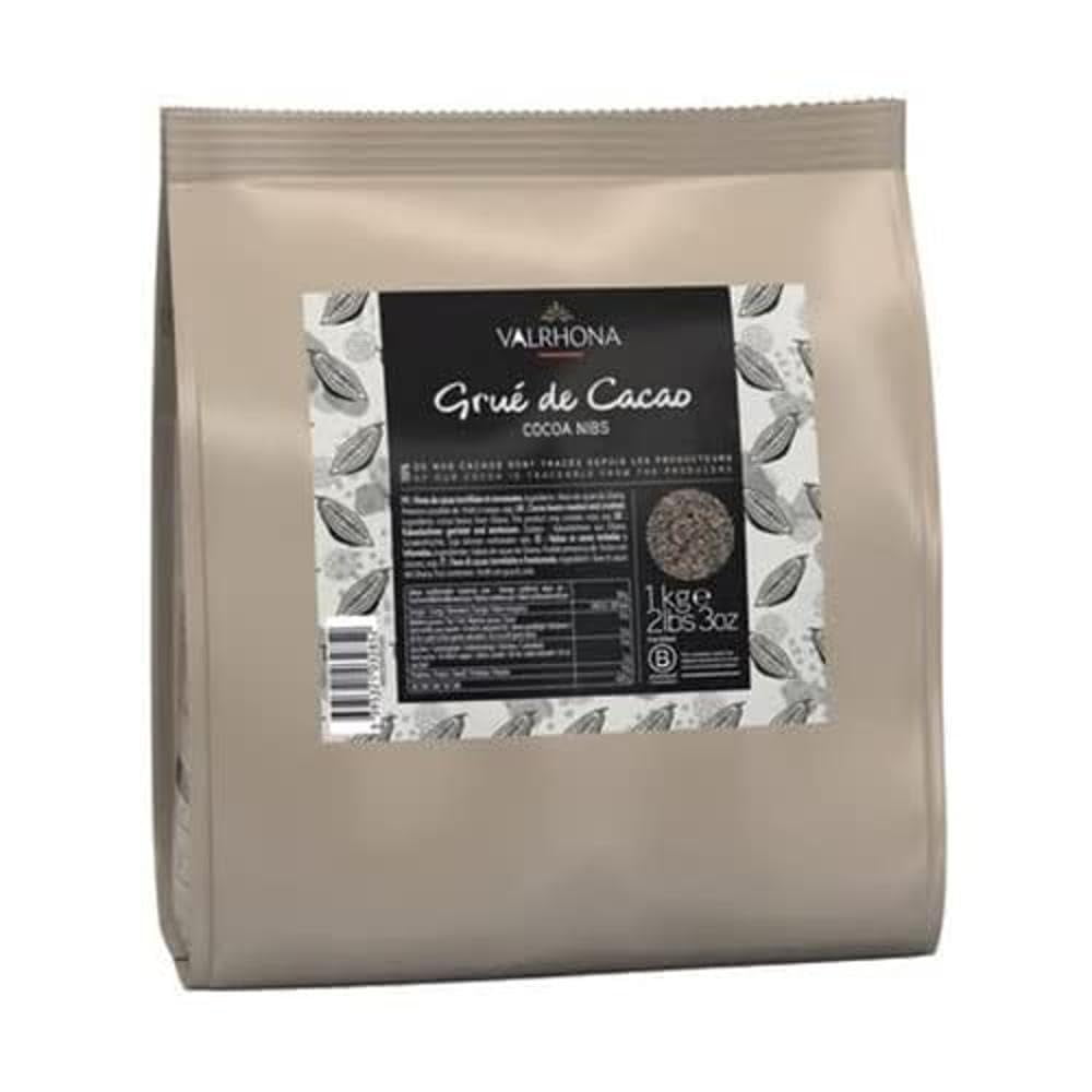 Valrhona Grue De Cacao Cocoa Nibs, 1kg Bag - Roasted Crunchy Cocoa Beans For Baking & Desserts