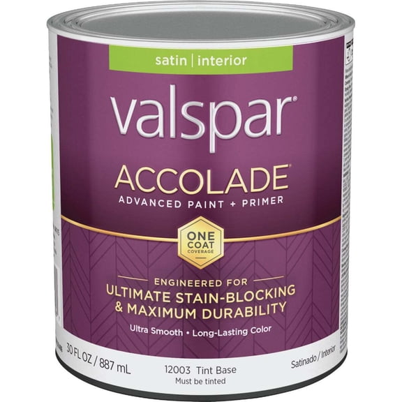 Valspar Accolade Interior Paint Satin - Washable Acrylic-Based - 1 Qt., Multicolor