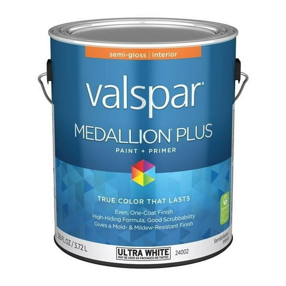 Valspar 028.0024002.007 1 gal Medallion Plus Acrylic Latex All Purpose Paint & Primer, White - Pack of 4