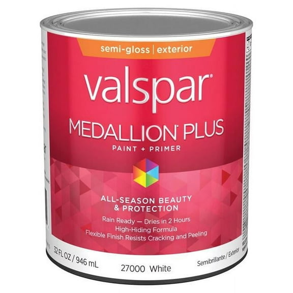 Valspar 028.0027000.005 1 qt. Medallion Acrylic Latex House Trim Paint & Primer, White