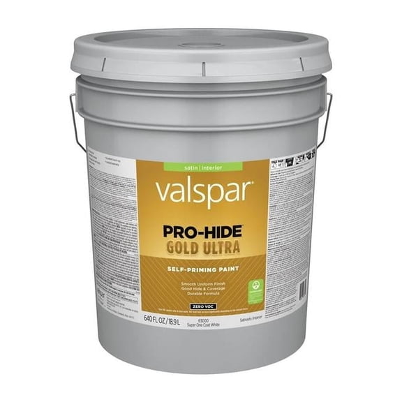 Valspar 63000 White Pro-Hide Gold Ultra Interior Super One Coat Primer, Satin, 5 Gallon