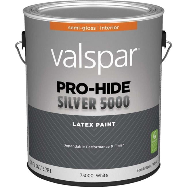 Valspar 028.0073000.008 1 gal Pro-Hide Silver 5000 Latex Semi-Gloss Interior Wall Paint, White