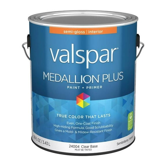 Valspar 24004 Clear Base Medallion Plus Interior Paint & Primer, Semi-Gloss, 1 Gallon