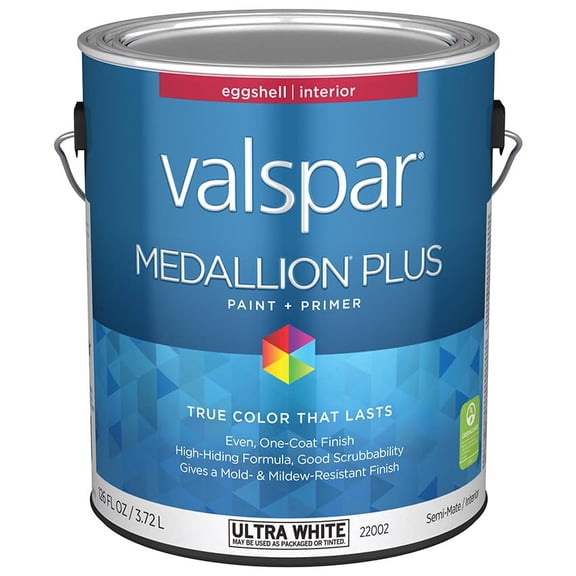 Valspar 22002 Ultra White Base Medallion Plus Interior Paint & Primer, Eggshell, 1 Gallon