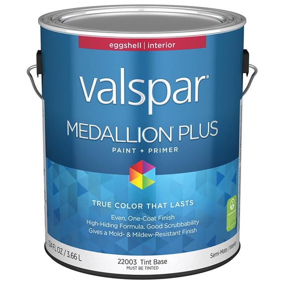 Valspar 22003 Tint Base Medallion Plus Interior Paint & Primer, Eggshell, 1 Gallon