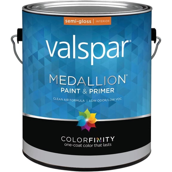Valspar 2402 Interior Latex Wall Paint, Semi-Gloss, Semi-Gloss Tint Base, 1 gal Can