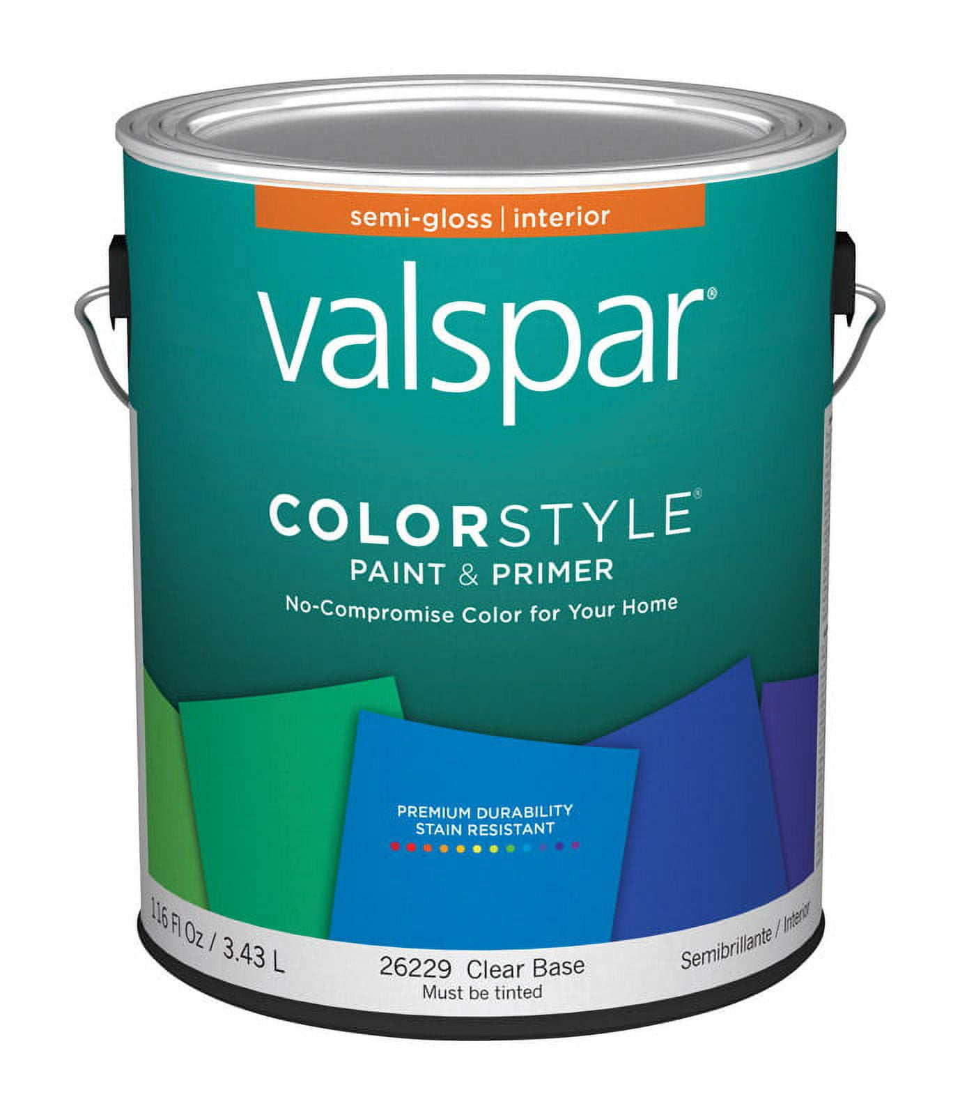 Valspar 4426229 Gl 1 Gallon Clear Base Interior Latex Semi Gloss Enamel Paint
