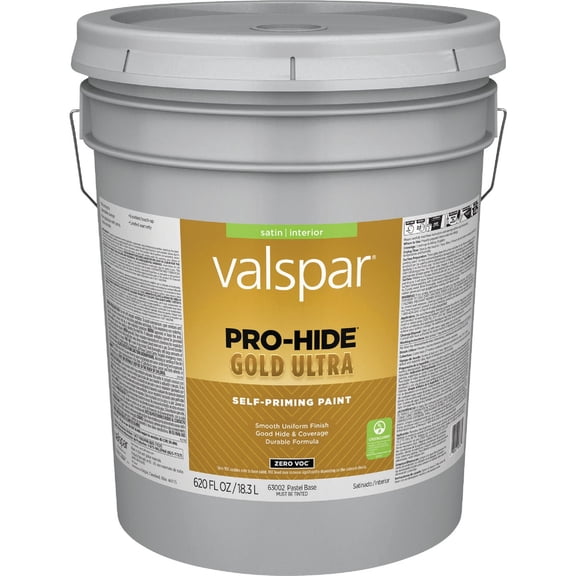 Valspar 63002 Pastel Base Pro-Hide Gold Ultra Interior Super One Coat Primer, Satin, 5 Gallon