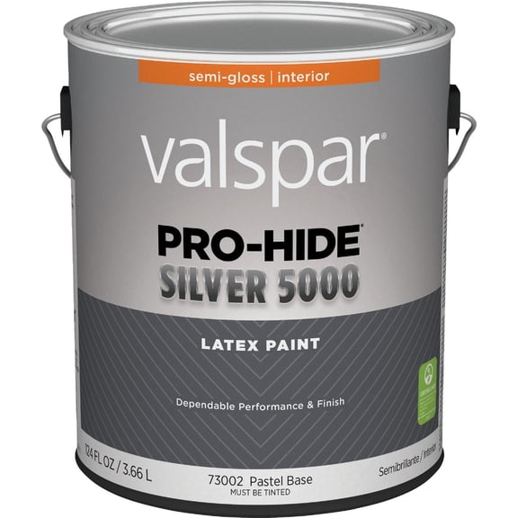 Valspar 73002 Pastel Base Pro-Hide Silver 5000 Interior Wall Paint, Semi-Gloss, 1 Gallon
