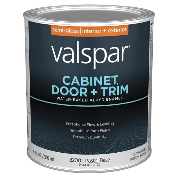 Valspar 82001 Pastel Base Cabinet, Door & Trim Interior and Exterior Oil Enriched Enamel, Semi-Gloss, 1 Quart
