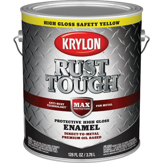Valspar Anti-Rust Armor Enamel Spray Paint - Oil-Based, High Gloss, Washable - 1 gal, Yellow — Interior & Exterior Use, Professional Finish