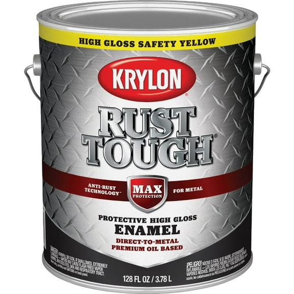 Valspar Anti-Rust Armor Enamel Spray Paint - Oil-Based, High Gloss, Washable - 1 gal, Yellow  Interior & Exterior Use, Professional Finish