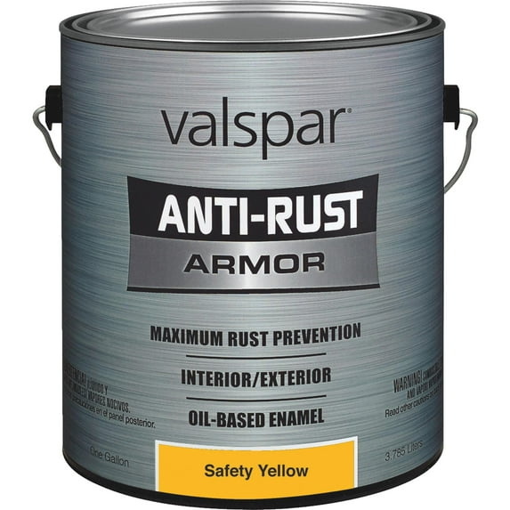 Valspar Anti-Rust Armor Enamel Spray Paint - Oil-Based, High Gloss, Washable - 1 gal, Yellow