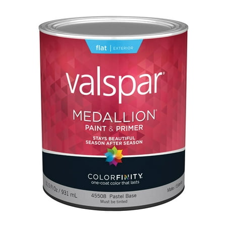 Valspar Medallion 100% Acrylic Paint & Primer Flat Exterior House Paint, Pastel Base, 1 Qt.