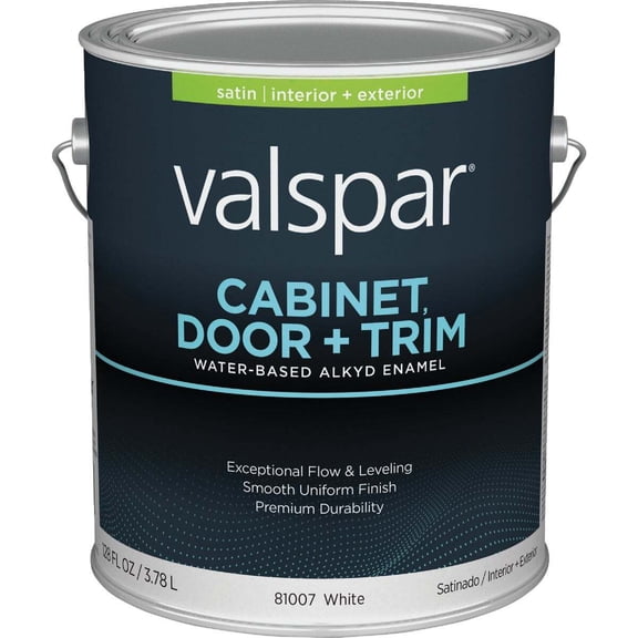 Valspar Cabinet Door & Trim Interior Satin Enamel - Durable Oil-Based Paint - 1 Gal, White