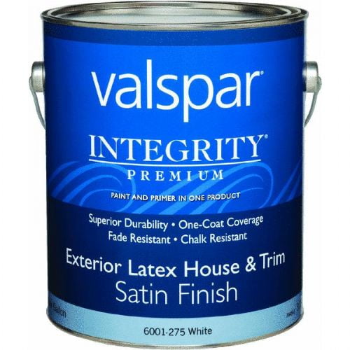 Valspar Integrity Latex Paint And Primer Satin Exterior House Paint, White, 1 Gal.