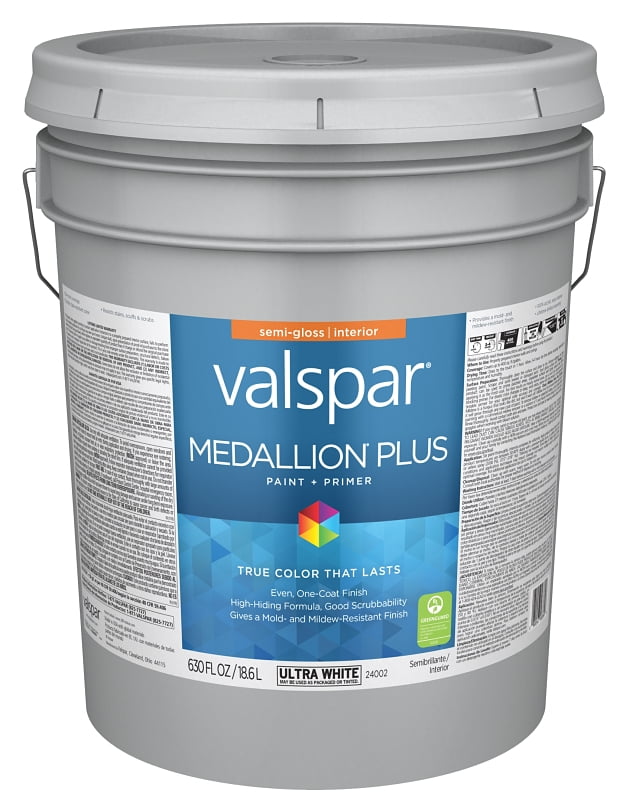 Valspar  Medallion Plus Premium Paint & Primer Satin Interior Paint, Ultra White - 5 gal