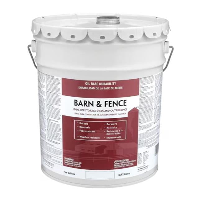 Valspar Oil Paint & Primer In One Low Sheen Barn & Fence Paint, Red, 5 Gal.