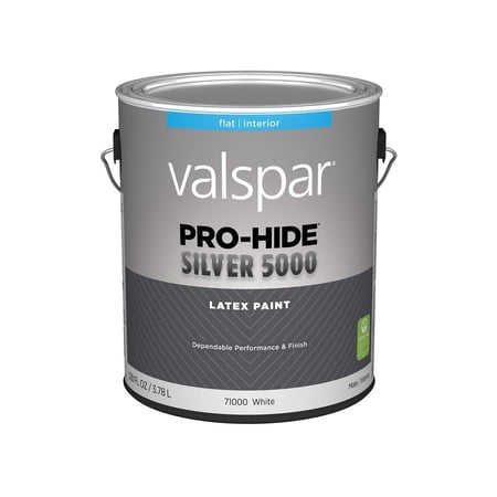 Valspar 71000 White Base Pro-Hide Silver 5000 Interior Wall Paint, Flat, 1 Gallon