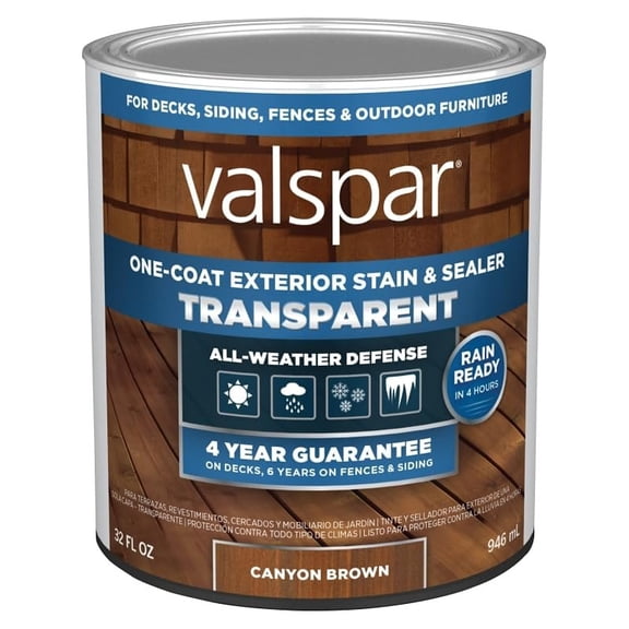 Valspar Stain & Sealer Transparent Canyon Brown - Exterior Wood Finish - Quart