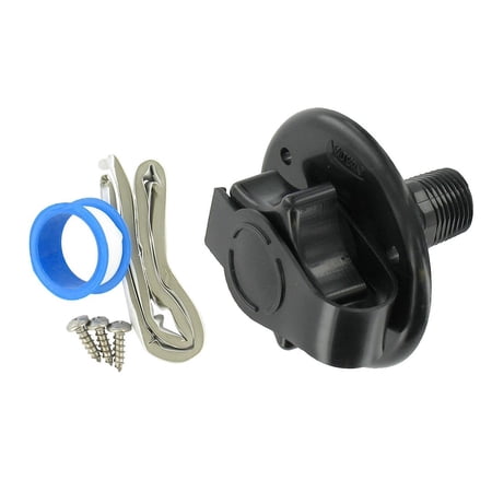 Valterra A01-0168BKVP Flush-Mount Water Inlet - MPT, 2-3/4" Flange, Black (Carded)