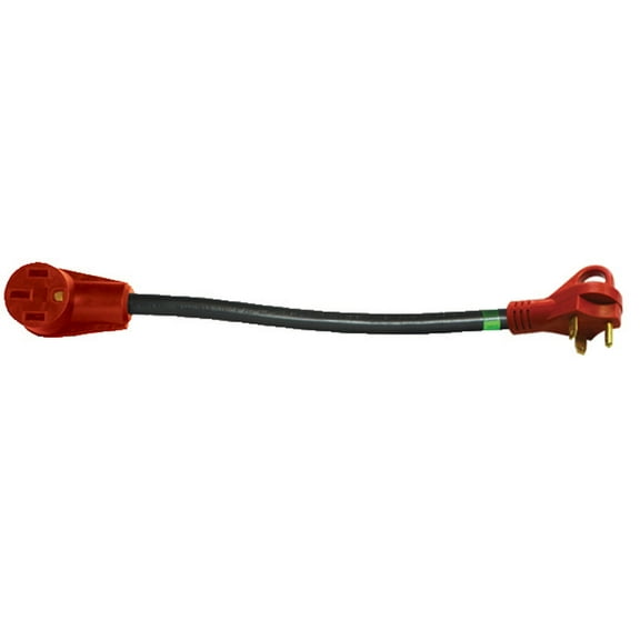 Valterra A10-3050F Mighty Cord 12" Adapter Cord w/Handle - 30AM to 50AF, Red