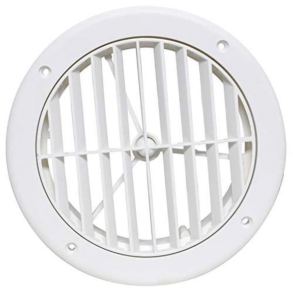Valterra A10-3363VP White Rotating Heat and A/C Register (5" ID, 1-1/8" Collar Extension)