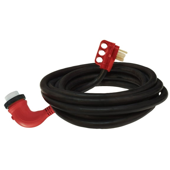 Valterra A10-5025ED90 Mighty Cord 90° LED Detachable 50 Amp Power Cord w/Handle - 25', Red