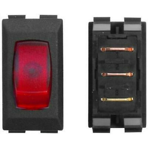 Valterra DG121PB SPST 110V Illuminated On/Off Rocker Switch - Black/Red - 3 Pack
