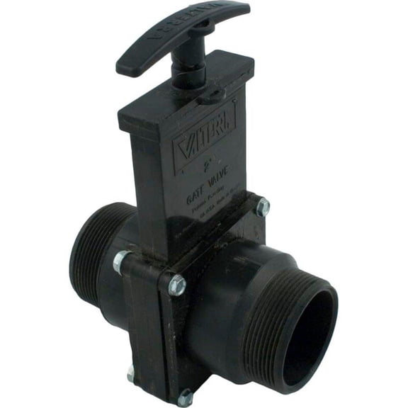 Valterra Gate Valve, 3 pc, Valterra, 2"mpt x 2"mpt, 40psi, Black 7204