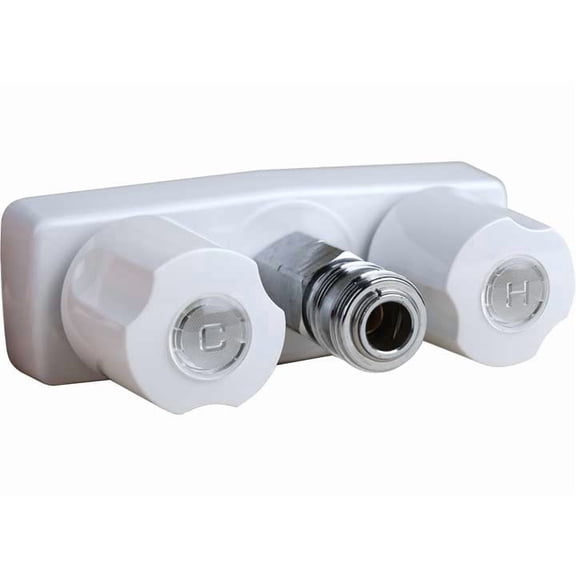 Valterra PF213246 Plastic Two-Handle 3-3/8" RV Faucet with Quick Connect - White