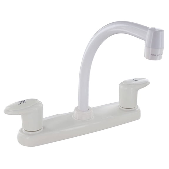Valterra PF221202 Catalina Two-Handle 8" Kitchen Faucet with Hi-Arc Spout - White