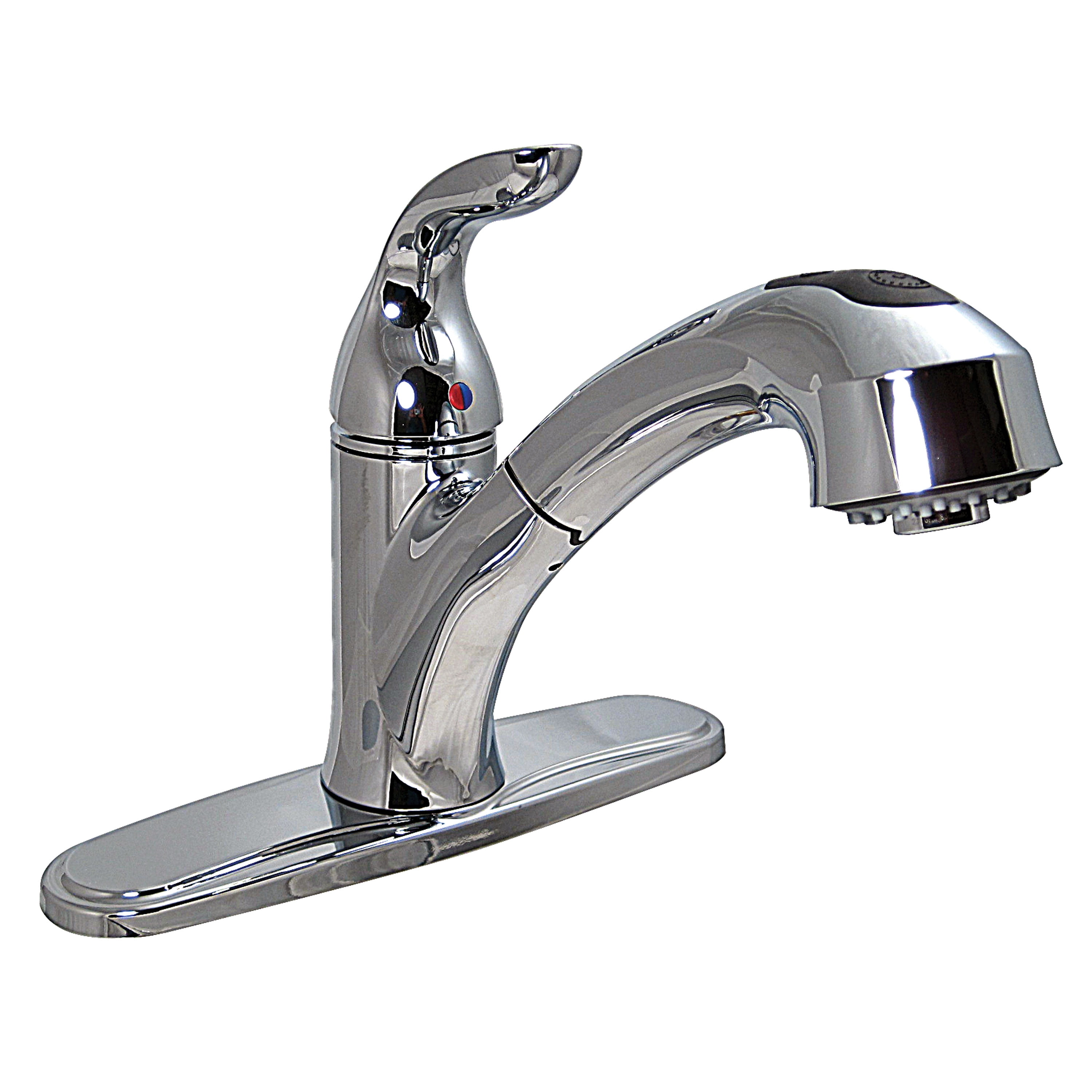 Chrome Single-Handle Pull-Out Kitchen Faucet with Lever