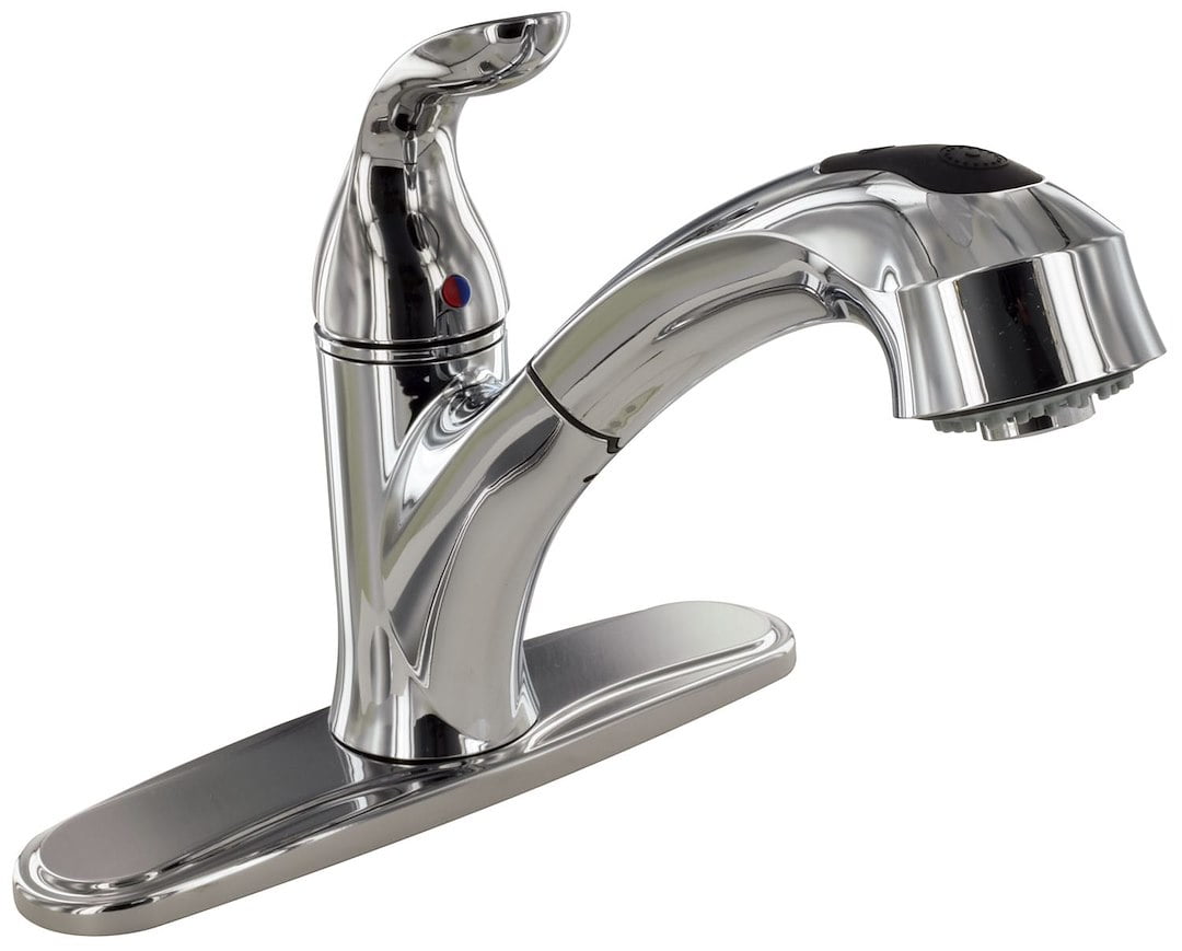 Chrome Single-Handle Pull-Out Kitchen Faucet with Lever