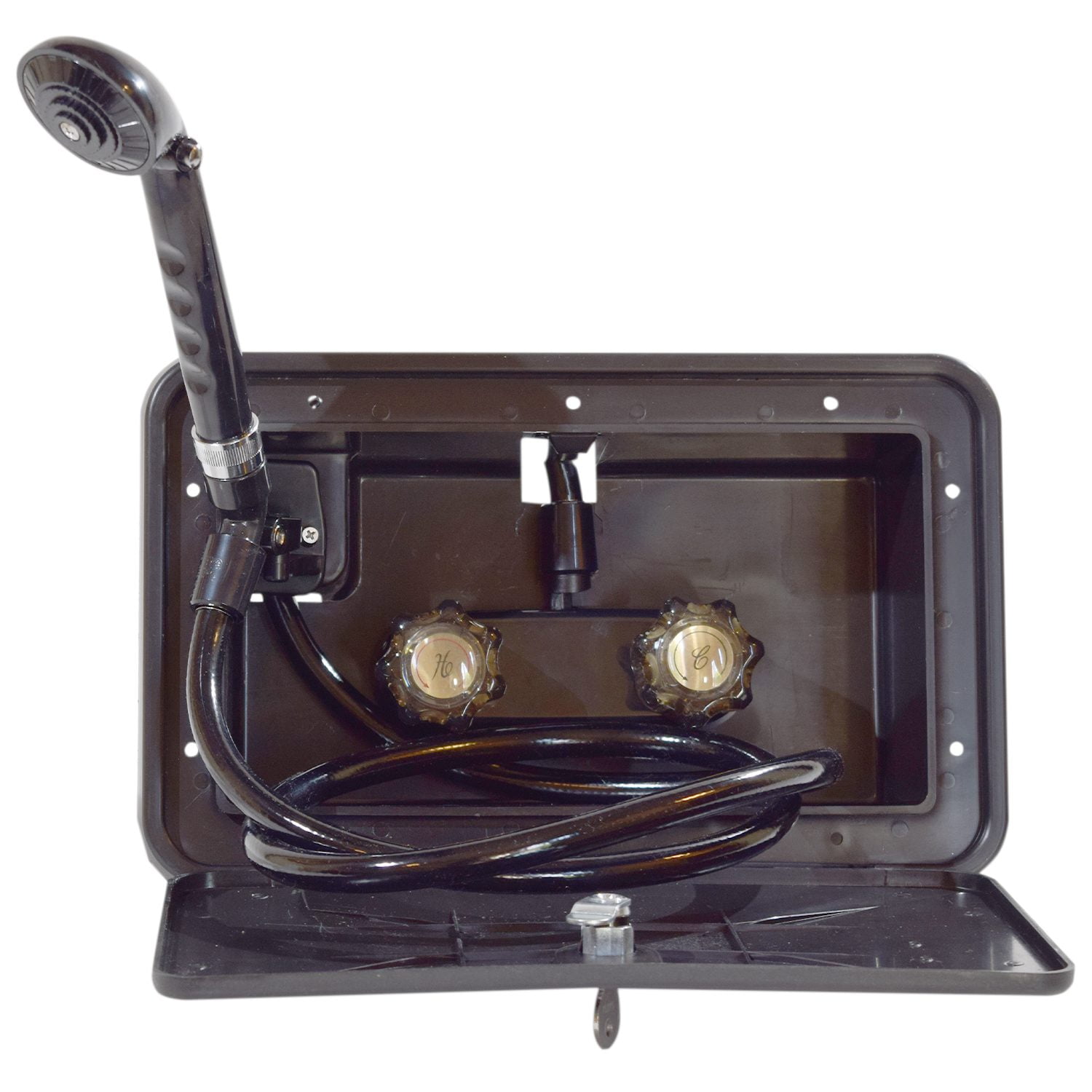 Black Dual Knob Exterior Shower Kit with 59" Vinyl Hose