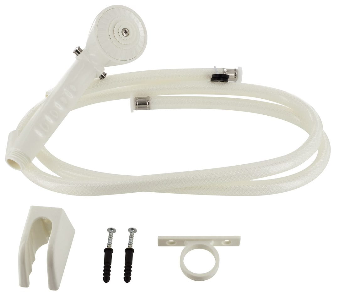 Valterra PF276024 Single-Function Handheld Shower Kit with 60" Vinyl Hose and Trickle Shut-Off - White