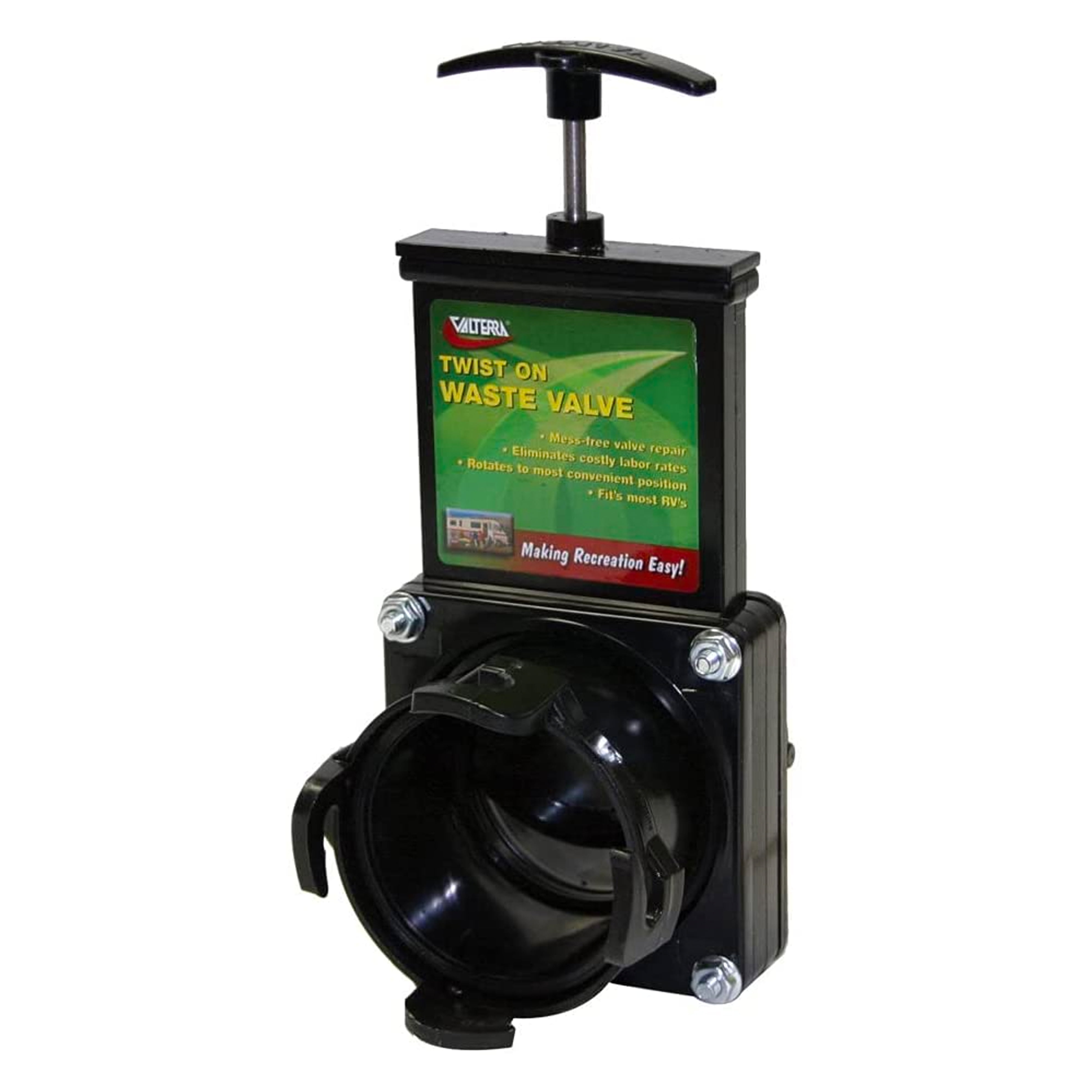 Valterra Twist-On Waste Valve, Mess-Free Waste Valve for RV's, Campers, Trailers T58
