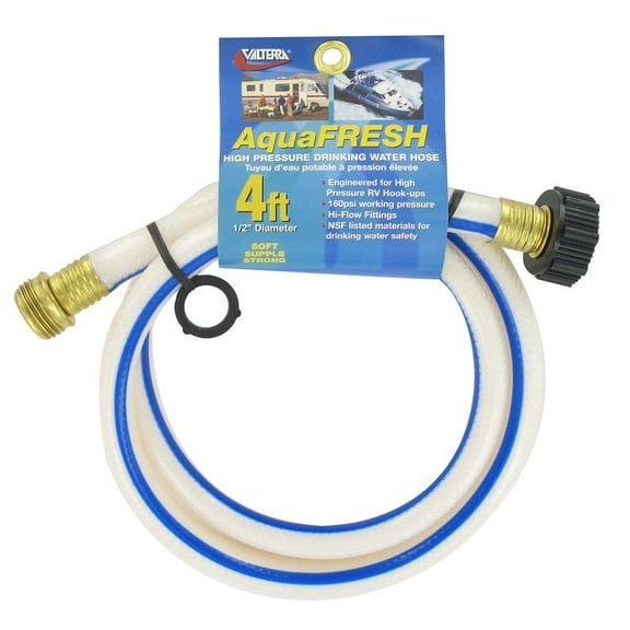 valterra white 1/2" x 4' w01-5048 aquafresh high pressure drinking water hose-1/2