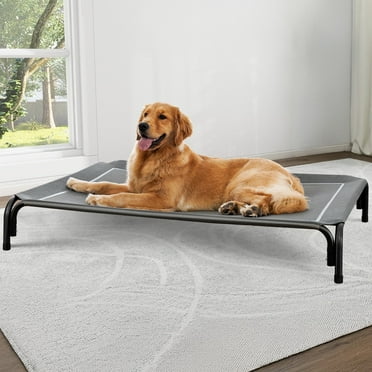 Valthie Elevated Dog Bed Raised Outdoor and Indoor Dog Cot for Medium Dogs, Installation Requires No Tools, Frame with Washable Cooling Breathable Mesh Anti-Slip Feet,43.3 Inches(Grey)