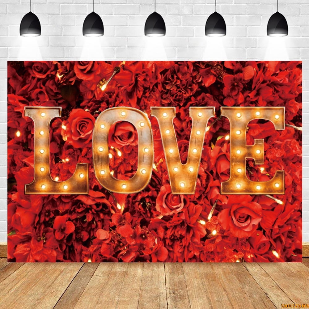 February Backdrop Roses Valtine's Day Backdrop February 14 Rose Love Heart Balloons Flowers ...