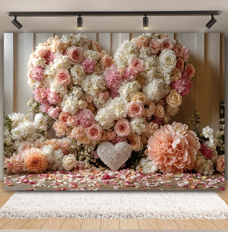 Valtine's Day Backdrop Rose Flower Wall Love Heart Floral tic Valtine ...