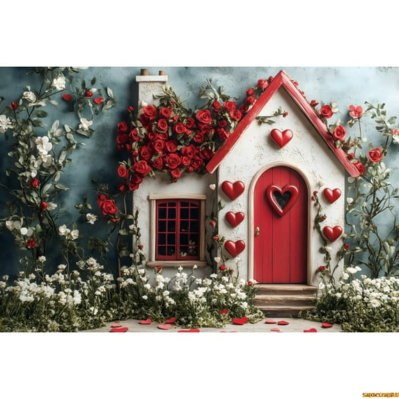 Valtine's Day Store Photography Backdrop February 14th Rose Love Heart Flower tic Cottage Wedding Party Photo Background