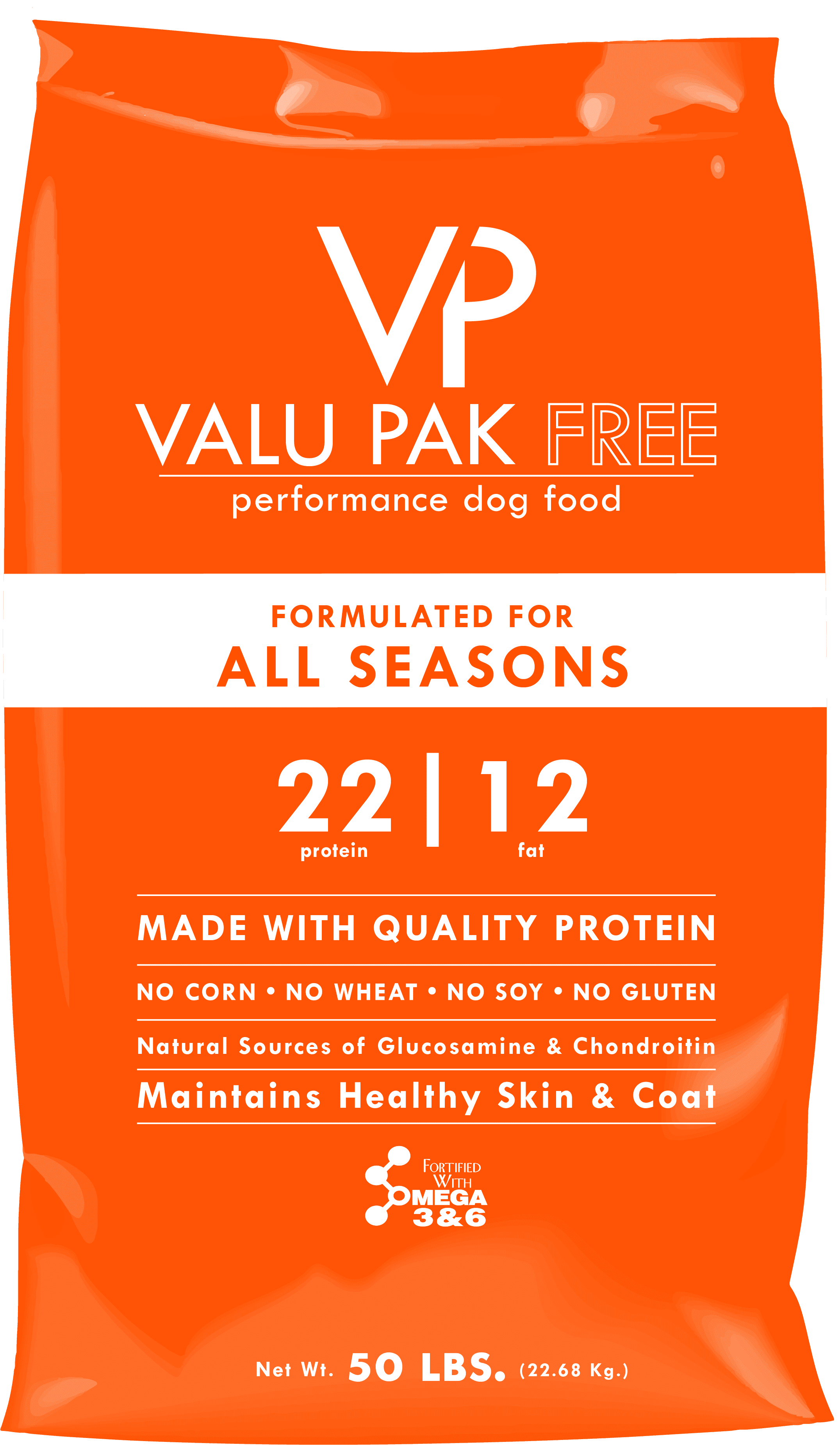 Valu-Pak Free 22-12 All Seasons Dog Food, Gluten Free, Wheat Free, Corn Free, Soy Free, Skin & Coat Health, 50 lbs