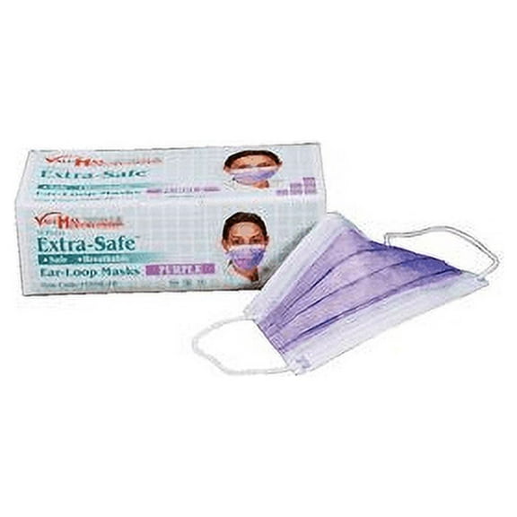 ValuMax 5330E-PP Extra-Safe Ear-Loop Face Masks Purple 50/Pk 99% PFE