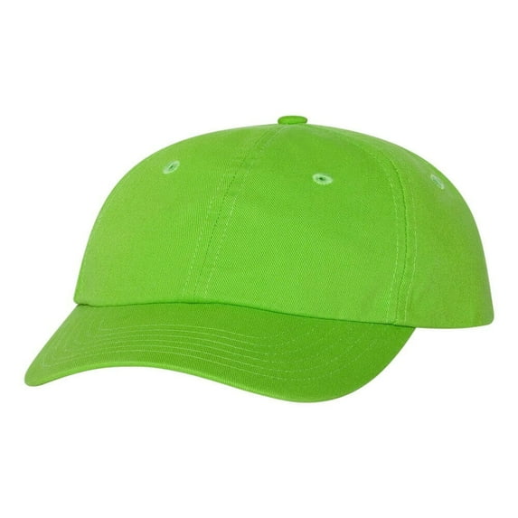 Valucap - Adult Bio-Washed Classic Adjustable buckle Dad’s Cap, Neon Green