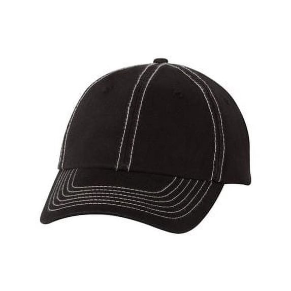 Valucap - Adult Bio-Washed Classic Dad Hat - VC300A - Black/ Stone Stitch