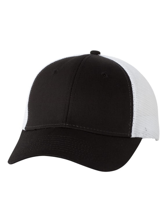 Mesh-Back Trucker Cap VC400 Black/ White Adjustable