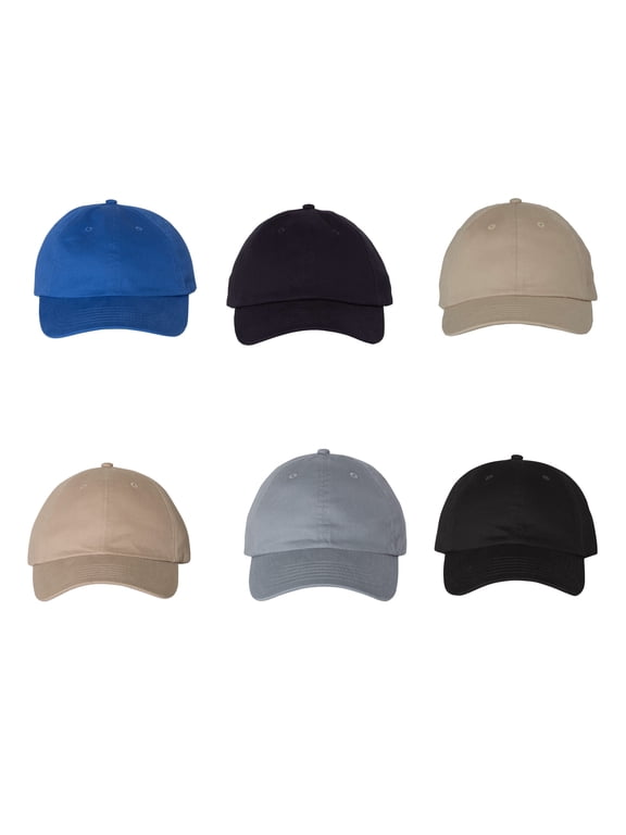 - Brushed Twill Cap | lightweight 100% brushed cotton | Adjustable Size, Hook and loop closure, Multicolor, 6 Pack